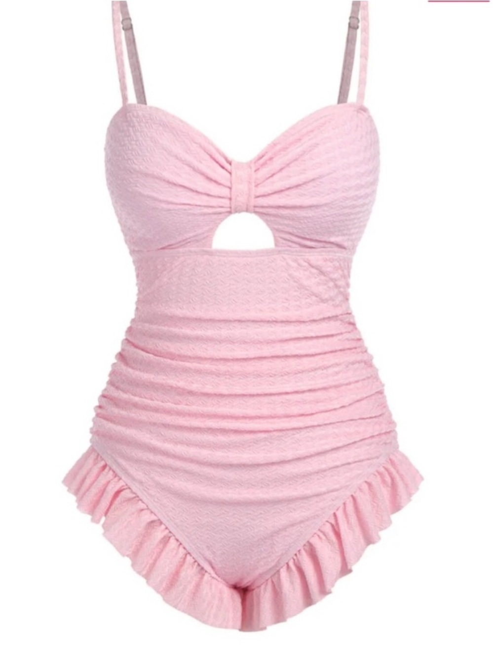 NWT Retro Stage Pink Ruffle Adult XL One Piece Ruching Cutout New!